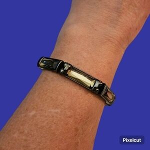 2028 Gunmetal Faux Gem Beaded Stretch Bracelet